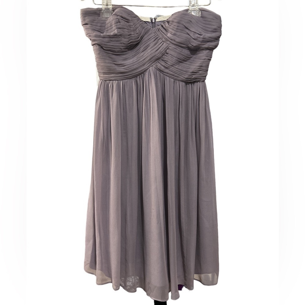 Donna Morgan Strapless Lavender Dress – Dusty Purple Silk – Size 4